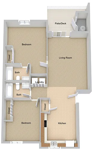 Floor plan Two Bedroom Large
