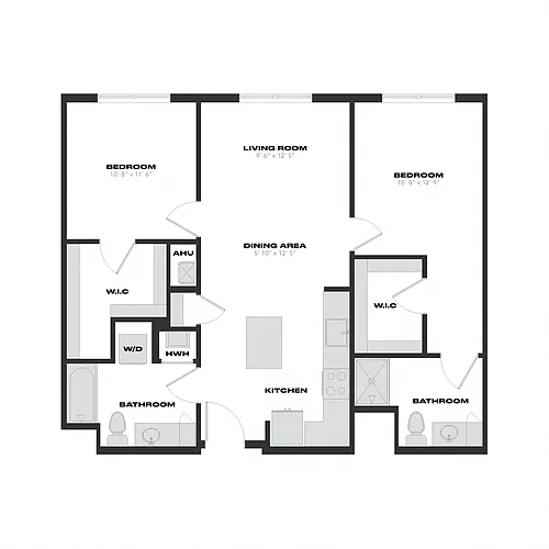 Floor plan 2 Bed/2 Bath-B2