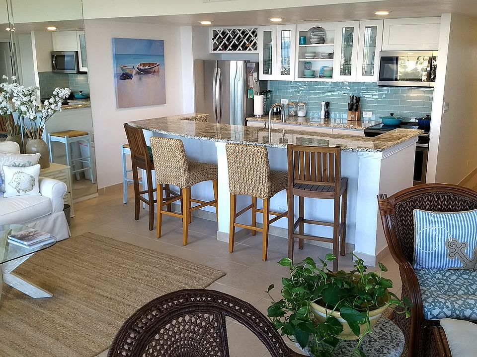 Light and bright sea glass tile kitchen