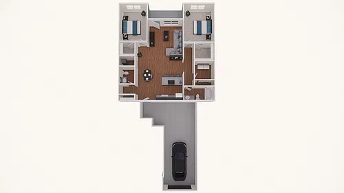 Floor plan 2 Bed - 1 and a Half Bath - Attached Garage