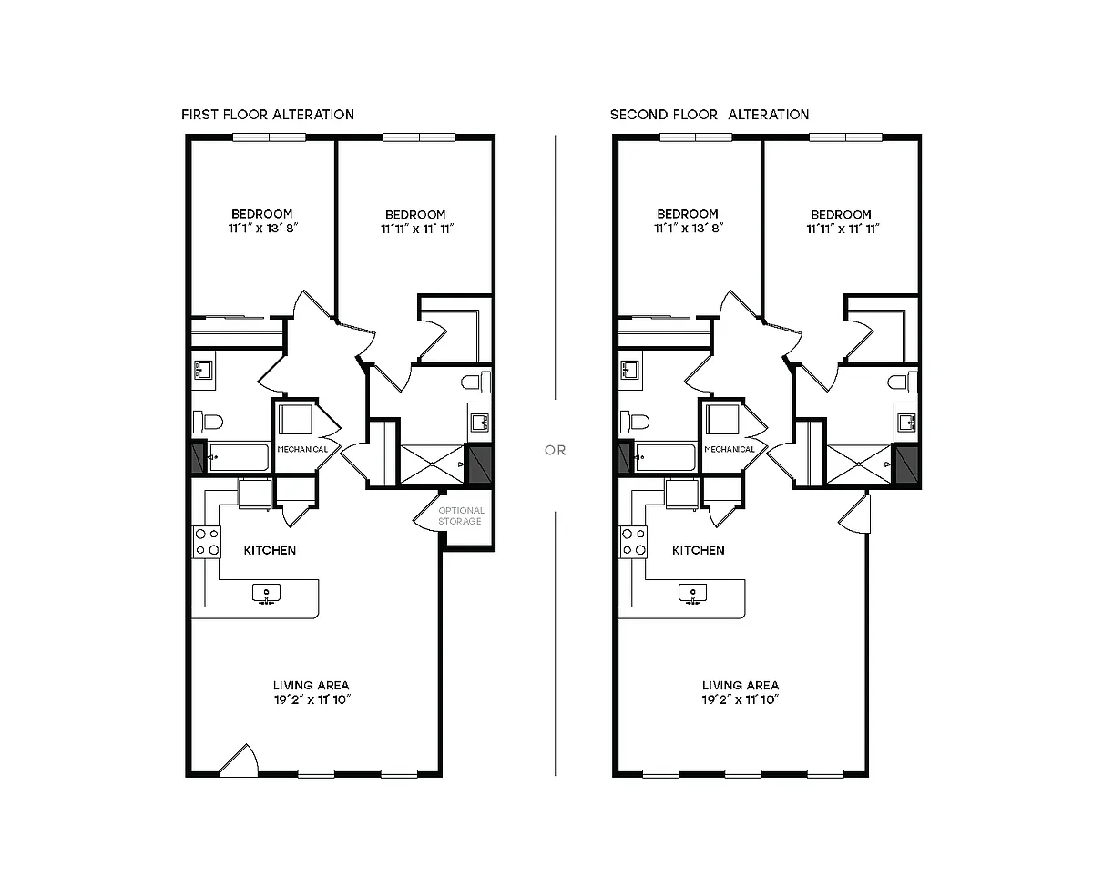 Floor plan 2x2 Greystone ll Flat V2 - Renovated