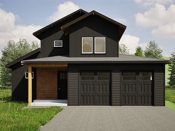 Front elevation of the WinterFall Cabin. This is an artist rendering of the exterior only, siding finishes and colors may vary.>