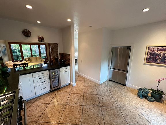 Kitchen looking into dining area.