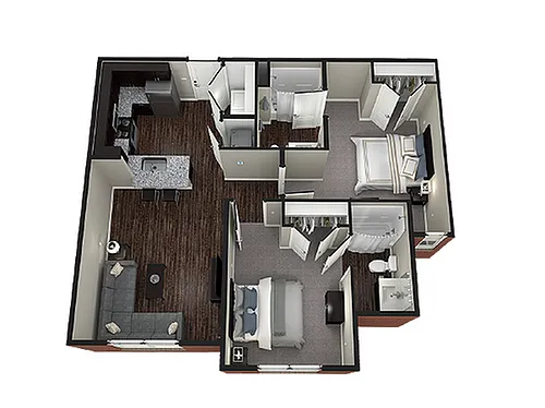 Floor plan 2BR/2BA - Hazelton II