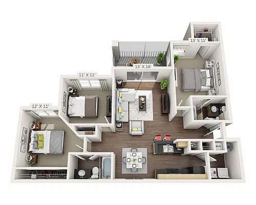 Floor plan Three Bedroom C2