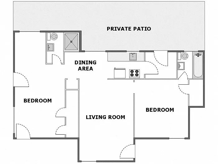 Floor plan 2 Bed / 2 Bath: Type A