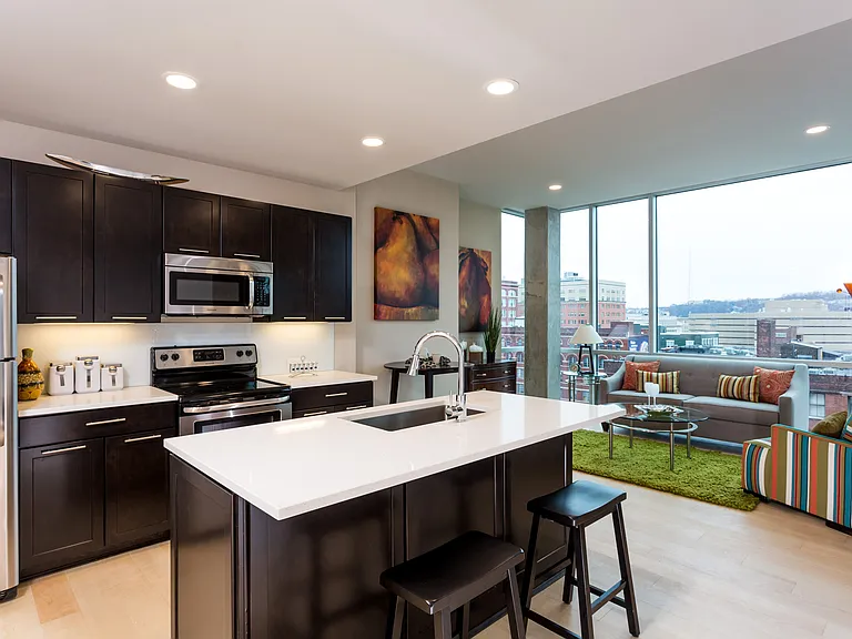 Seven at Broadway kitchen and open floorplan