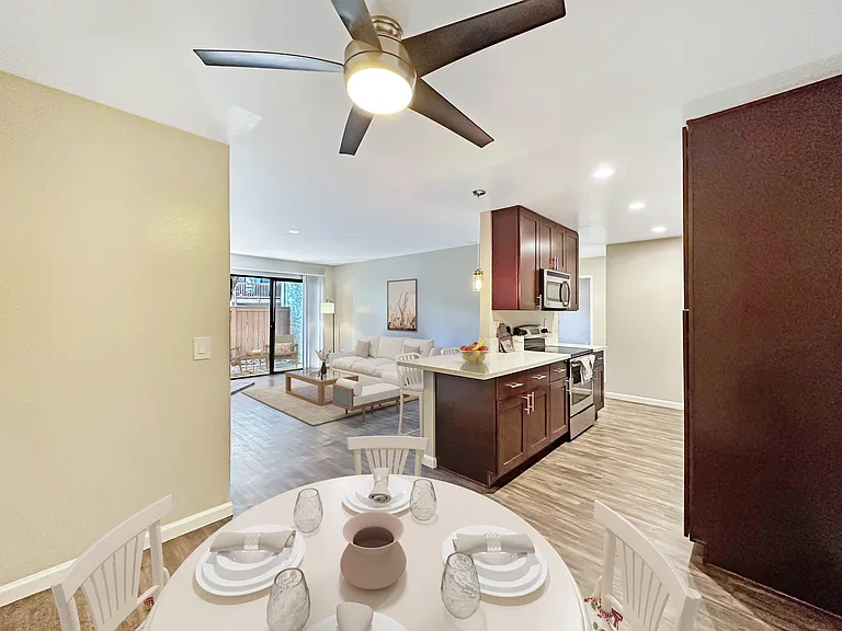 Contemporary Floorplan with Cherry Brown Finish