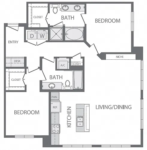 Floor plan B5 2Bed 2Bath