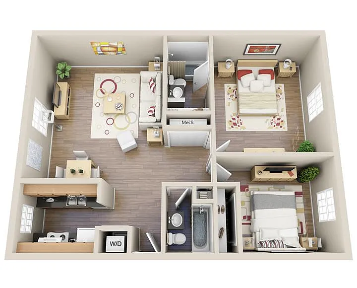 Floor plan 2 Bedroom 2 Bath