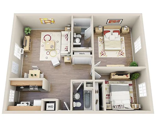 Floor plan 2 Bedroom 2 Bath