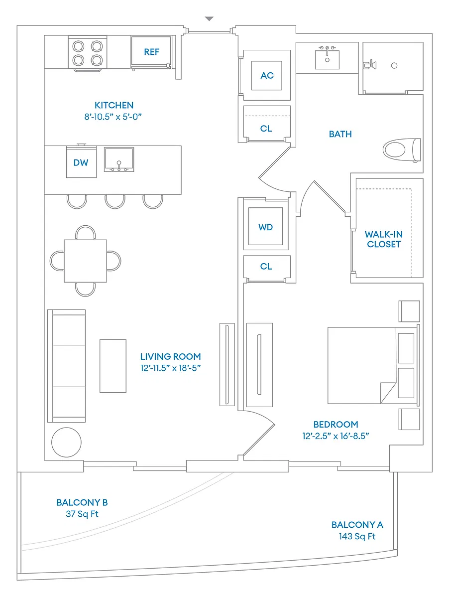 Floor plan B2-W - Residence 06, Floors 2-18