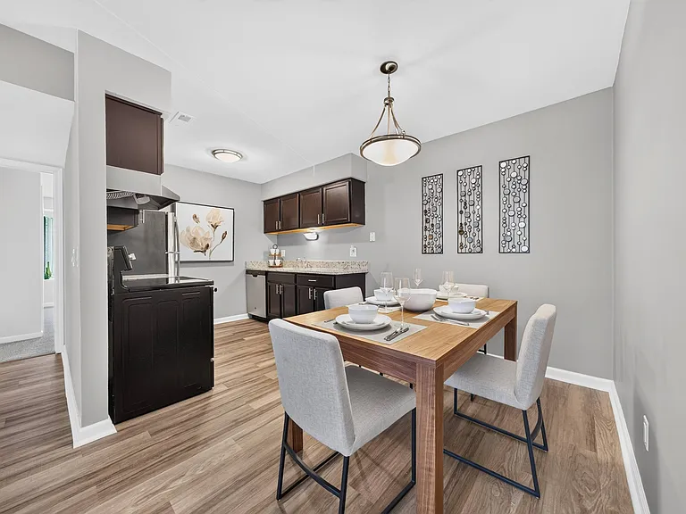 Spacious Kitchen and Dining Area at Lakeside Village Apartments in Clinton Township, MI.