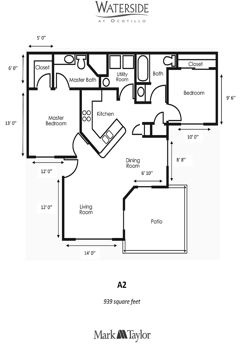 Floor plan Two Bedroom/Two Bath (a2-062)
