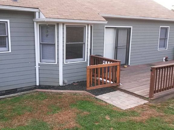 Porch and flower beds