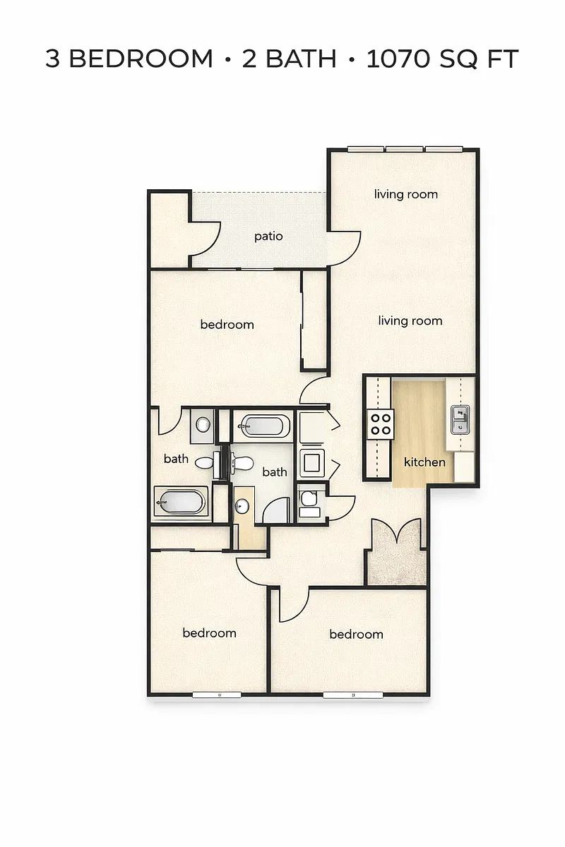 Floor plan 3 bedroom 2 bath