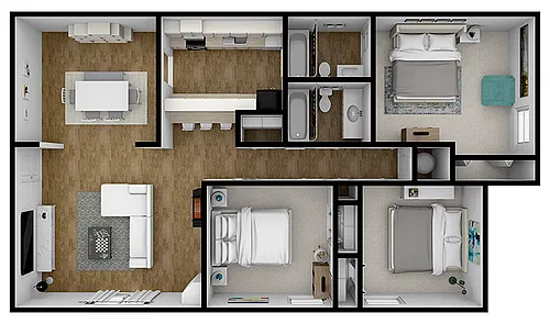 Floor plan 3 Bed 2 Bath