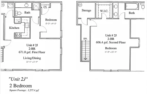 Floor plan 2-Bed/2-Bath TH