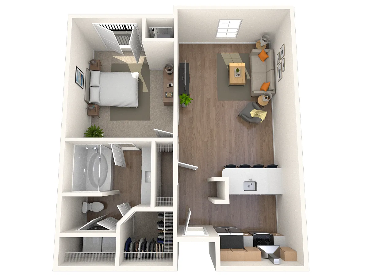 Floor plan Traditional 1x1 615-659 SF