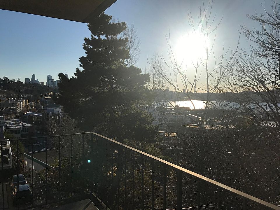 Balcony with view of Space Needle, Downtown, and Lake Union