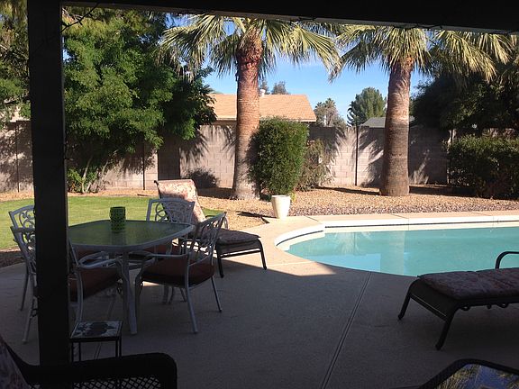 Pool and grassy area