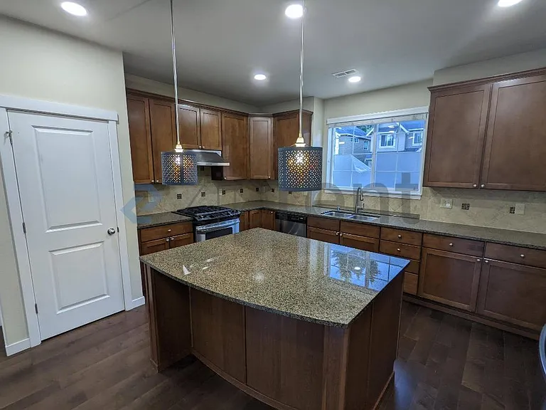 Granite countertops with modern appliances