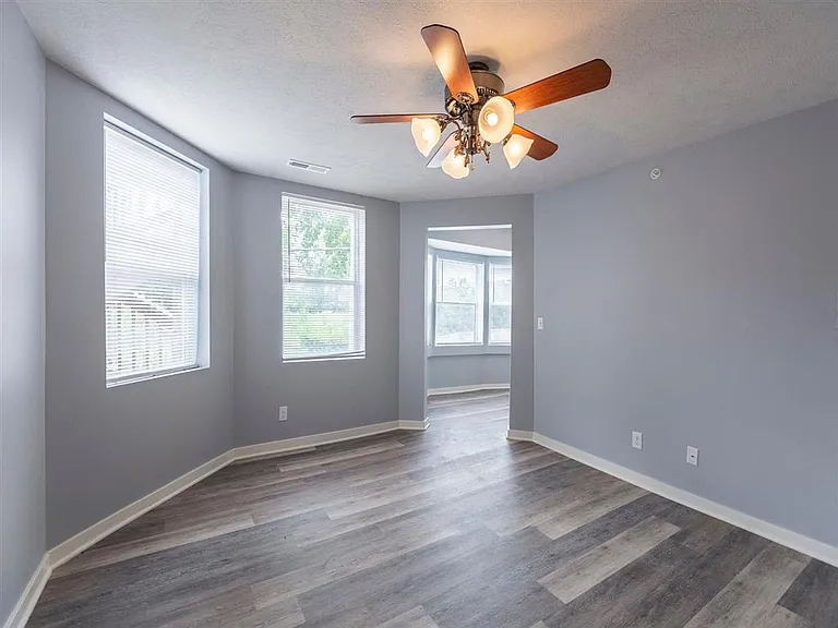 Wood flooring in a room.
