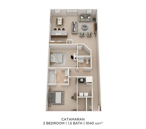 Floor plan Two Bedroom 1.5 Bath