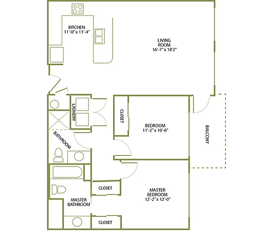 Floor plan 2 Bed/2 Bath-C-4
