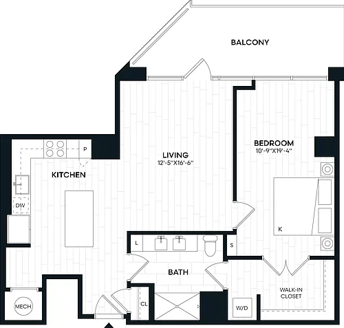 Floor plan 1 Bed/1 Bath-1M