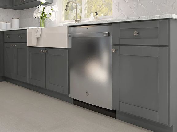 Kitchen with apron front sink