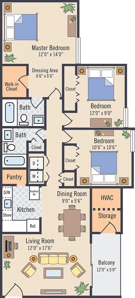 Floor plan 3 BEDROOM 2 BATH