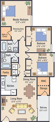 Floor plan 3 BEDROOM 2 BATH