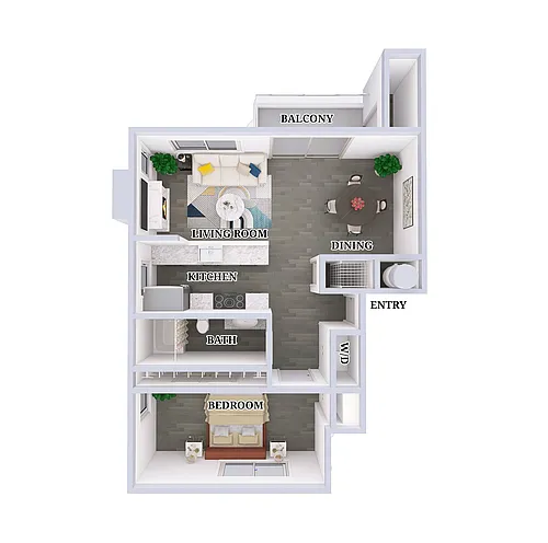 Floor plan 1 BD 1 BA
