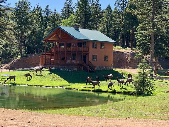 Ranch House & Pond with Elk