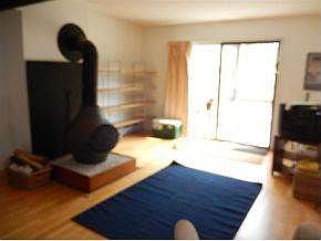 Living room with woodstove