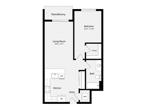 Floor plan One Bedroom B02A