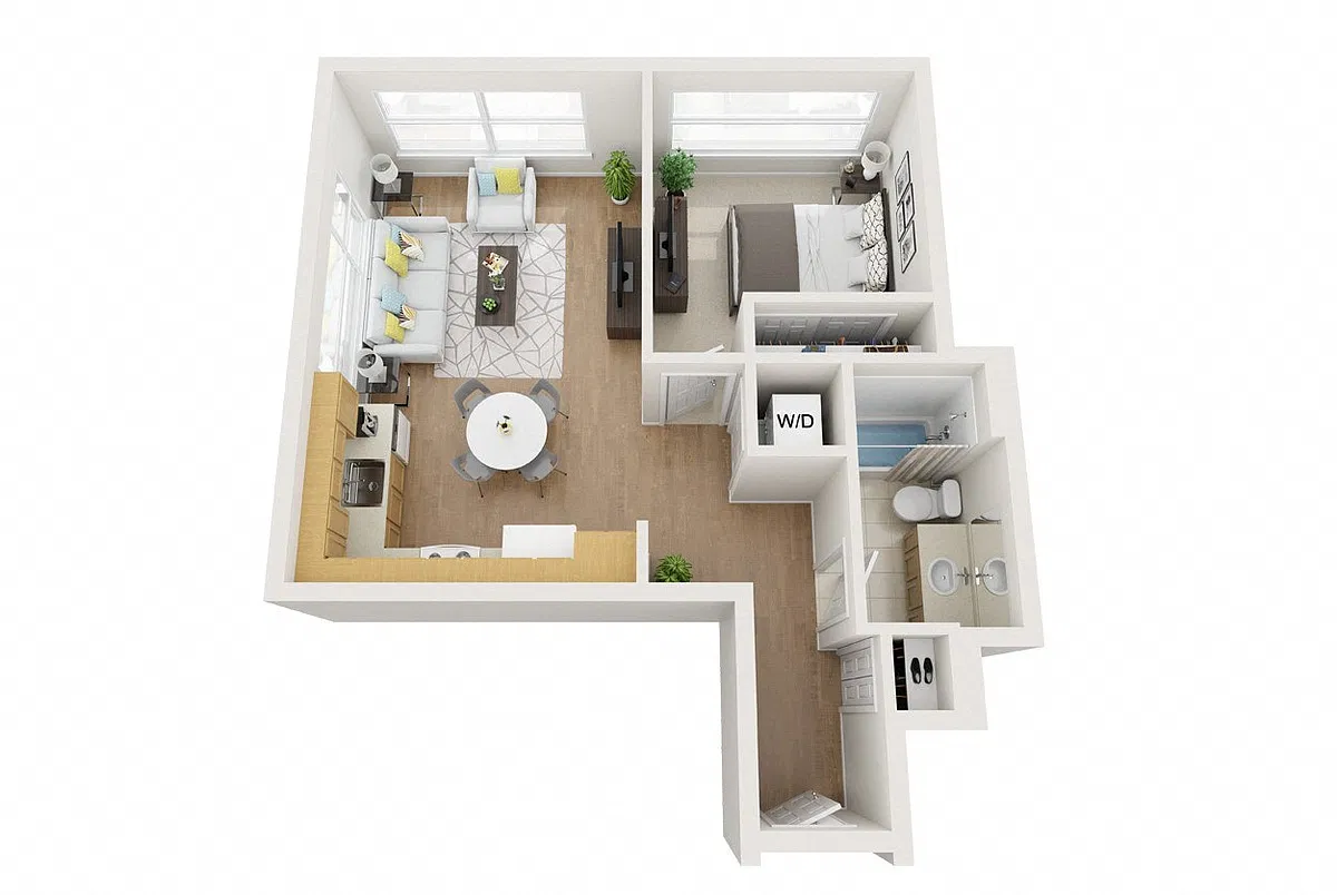 Floor plan 1 bed, 1 Bath A1