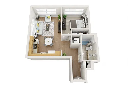 Floor plan 1 bed, 1 Bath A1