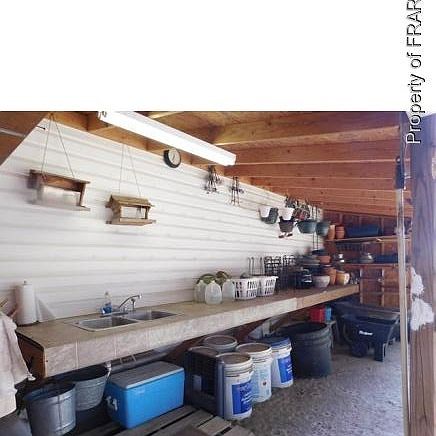 potting area behind garage