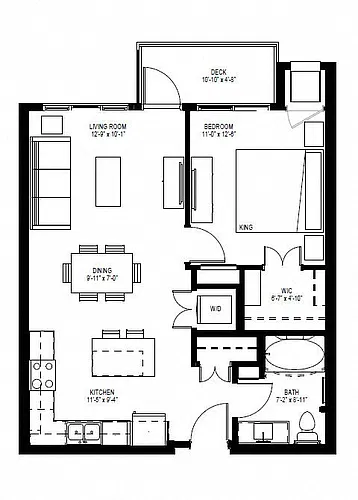 Floor plan One Bedroom - C