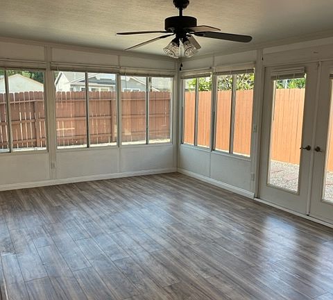Ceiling fan in Sunroom.