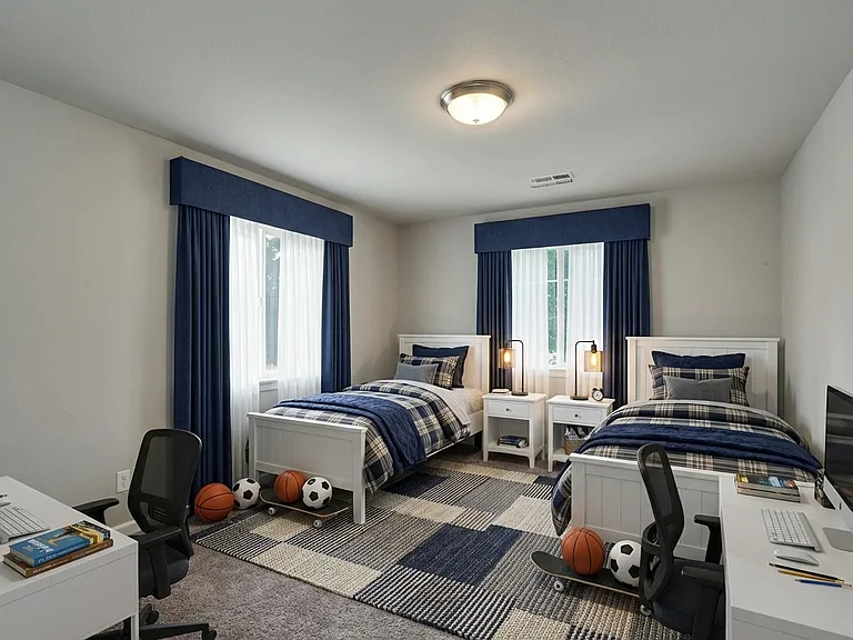 Spacious fourth and fifth bedrooms upstairs.