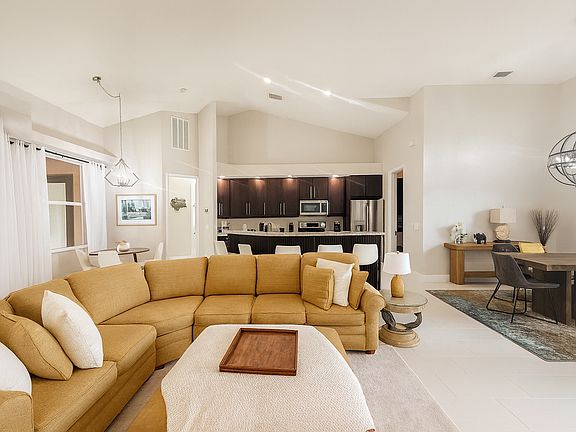 Living room open to the kitchen