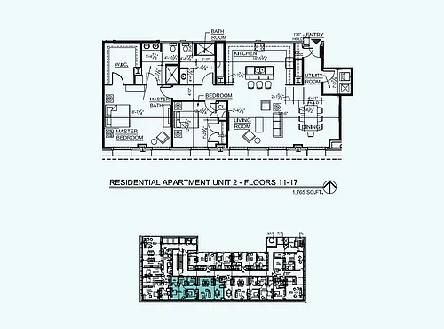 Floor plan 2Bed 2Bath - Floors 11-17