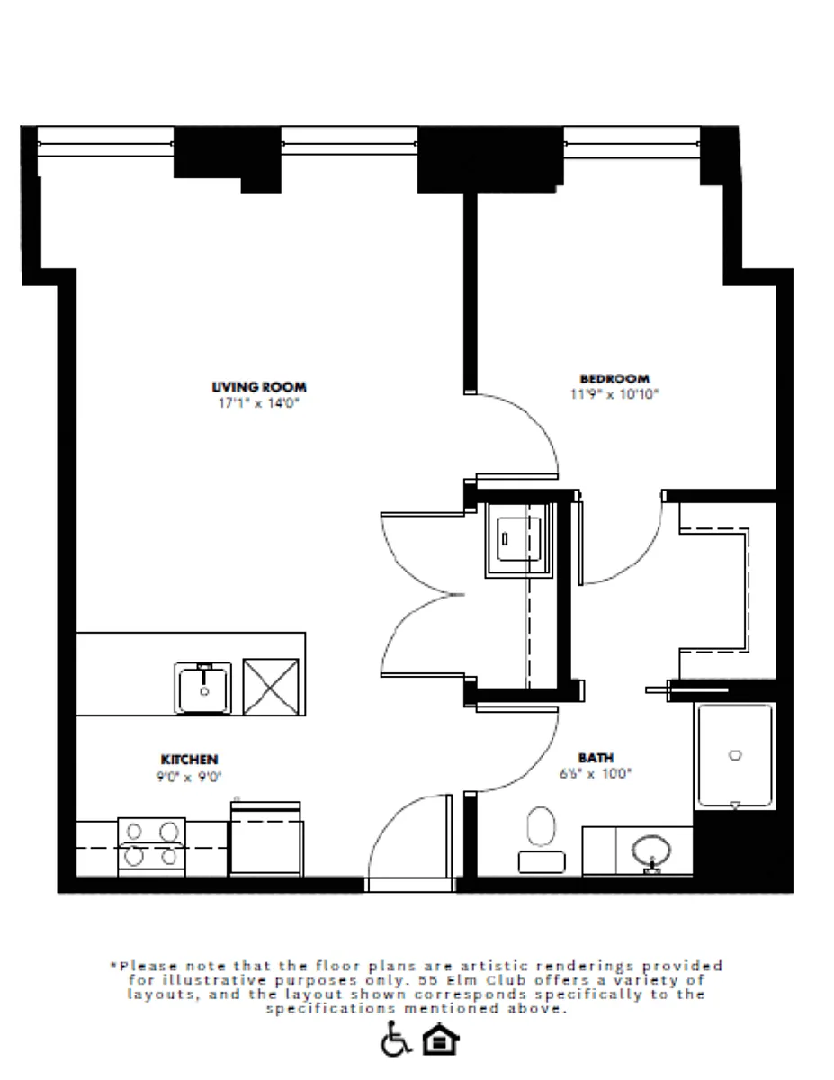 Floor plan One Bedrooms Main Building