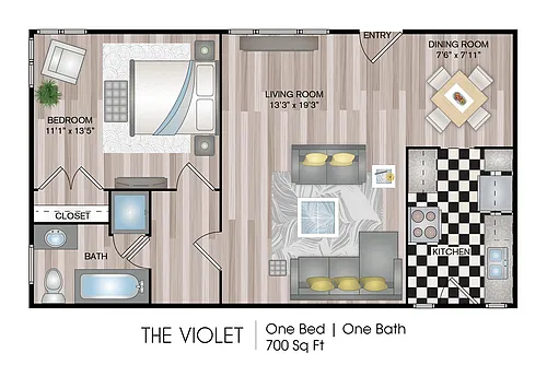 Floor plan The Violet Renovated (Garden)