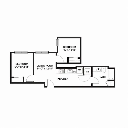 Floor plan Two Bed One Bath E2 MFTE