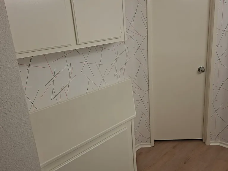 Bath cabinets and walk in closet door