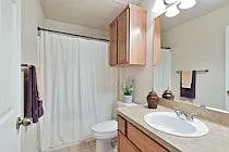 All bathrooms have tile floors. Lovely and clean